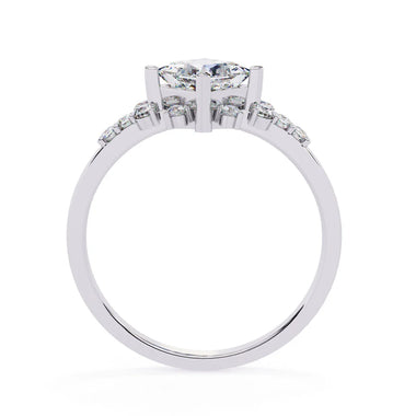 Princess Moissanite Solitaire Diamond Sterling Silver Ring