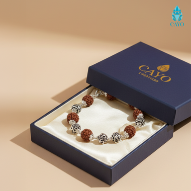 Rudraksha Bead Bracelet in Sterling Silver