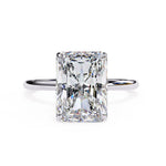 Emerald Moissanite Solitaire Diamond Sterling Silver Ring