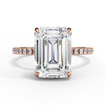 Emerald Moissanite Solitaire Diamond Sterling Silver Ring