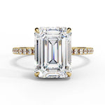 Emerald Moissanite Solitaire Diamond Sterling Silver Ring