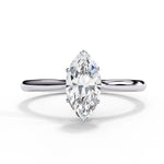Marquise Moissanite Solitaire Diamond Sterling Silver Ring