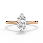 Marquise Moissanite Solitaire Diamond Sterling Silver Ring