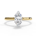 Marquise Moissanite Solitaire Diamond Sterling Silver Ring