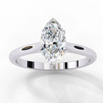 Marquise Moissanite Solitaire Diamond Sterling Silver Ring