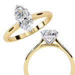 Marquise Moissanite Solitaire Diamond Sterling Silver Ring