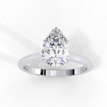 Pear Moissanite Solitaire Diamond Sterling Silver Ring