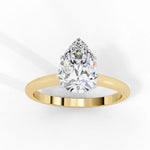 Pear Moissanite Solitaire Diamond Sterling Silver Ring