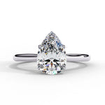 Pear Moissanite Solitaire Diamond Sterling Silver Ring