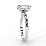 Emerald Moissanite Solitaire Diamond Sterling Silver Ring