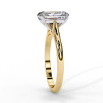 Emerald Moissanite Solitaire Diamond Sterling Silver Ring