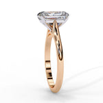 Emerald Moissanite Solitaire Diamond Sterling Silver Ring