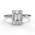 Emerald Moissanite Solitaire Diamond Sterling Silver Ring