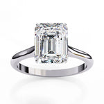 Emerald Moissanite Solitaire Diamond Sterling Silver Ring