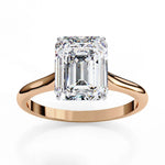 Emerald Moissanite Solitaire Diamond Sterling Silver Ring