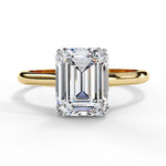 Emerald Moissanite Solitaire Diamond Sterling Silver Ring