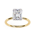 Emerald Moissanite Solitaire Diamond Sterling Silver Ring