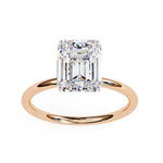 Emerald Moissanite Solitaire Diamond Sterling Silver Ring