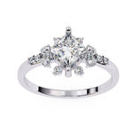 Princess Moissanite Solitaire Diamond Sterling Silver Ring