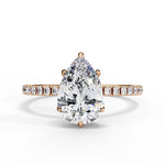 Pear Moissanite Solitaire Diamond Sterling Silver Ring