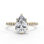 Pear Moissanite Solitaire Diamond Sterling Silver Ring