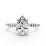 Pear Moissanite Solitaire Diamond Sterling Silver Ring