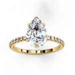 Pear Moissanite Solitaire Diamond Sterling Silver Ring
