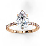 Pear Moissanite Solitaire Diamond Sterling Silver Ring